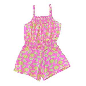 YOUNG DIMENSION Lemons Romper Girls 2-3 2T 3T Neon Pink Summer Playsuit Toddler